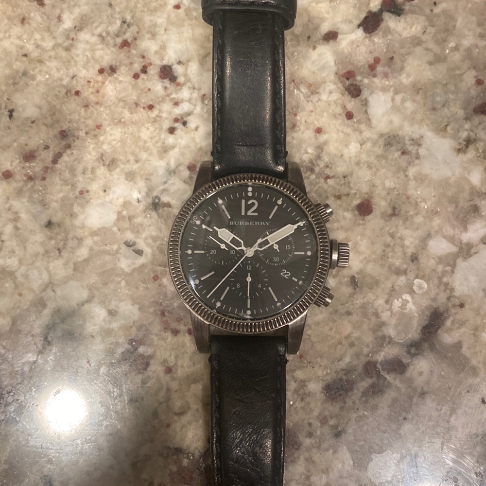 Burberry chronograph watch w/ leather band